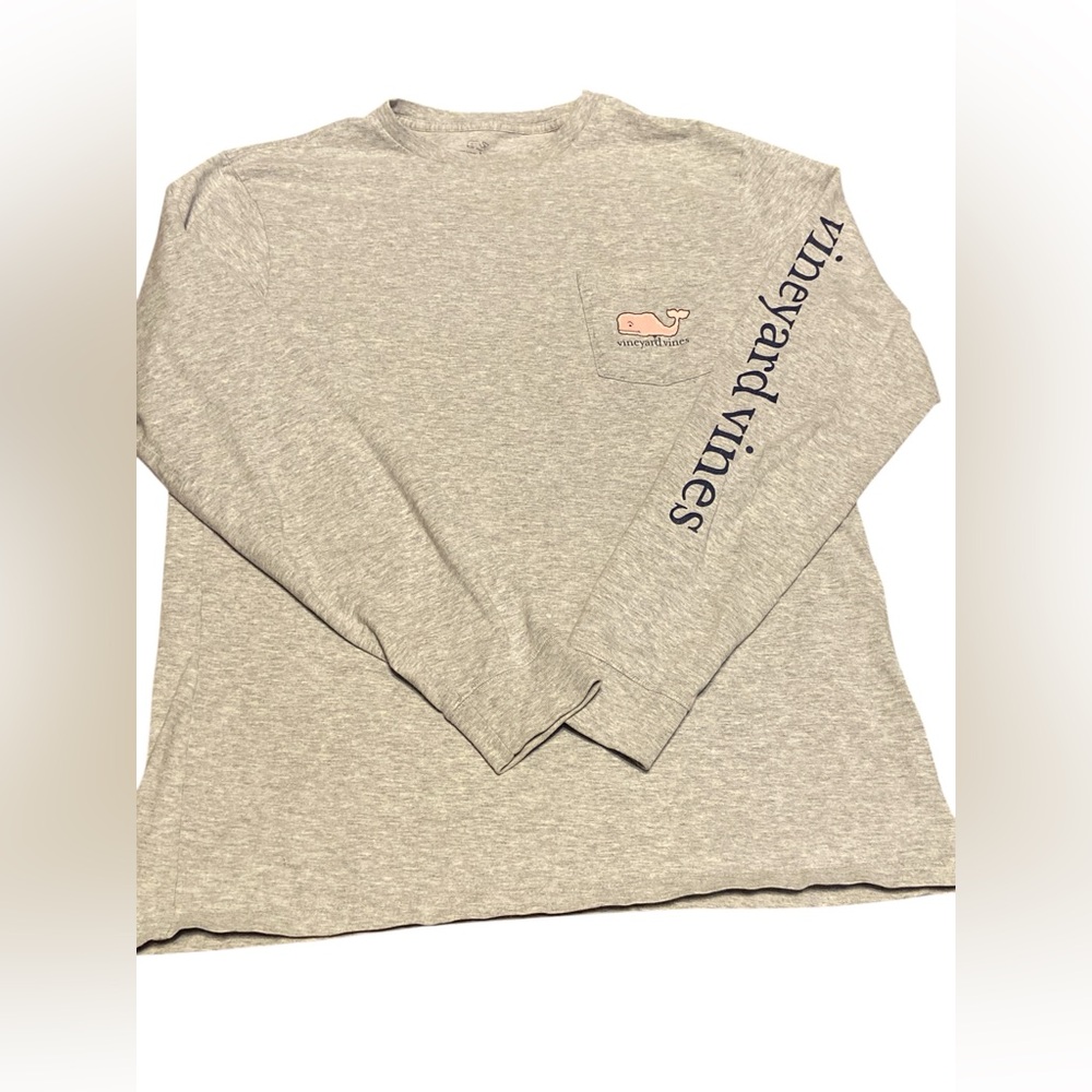 Vineyard Vines Gray Long Sleeve with Navy Logo